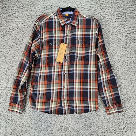 Tailor Vintage Shirt Mens Small Blue Plaid Flannel Long Sleeve Button Up *NWT* - Picture 1 of 12